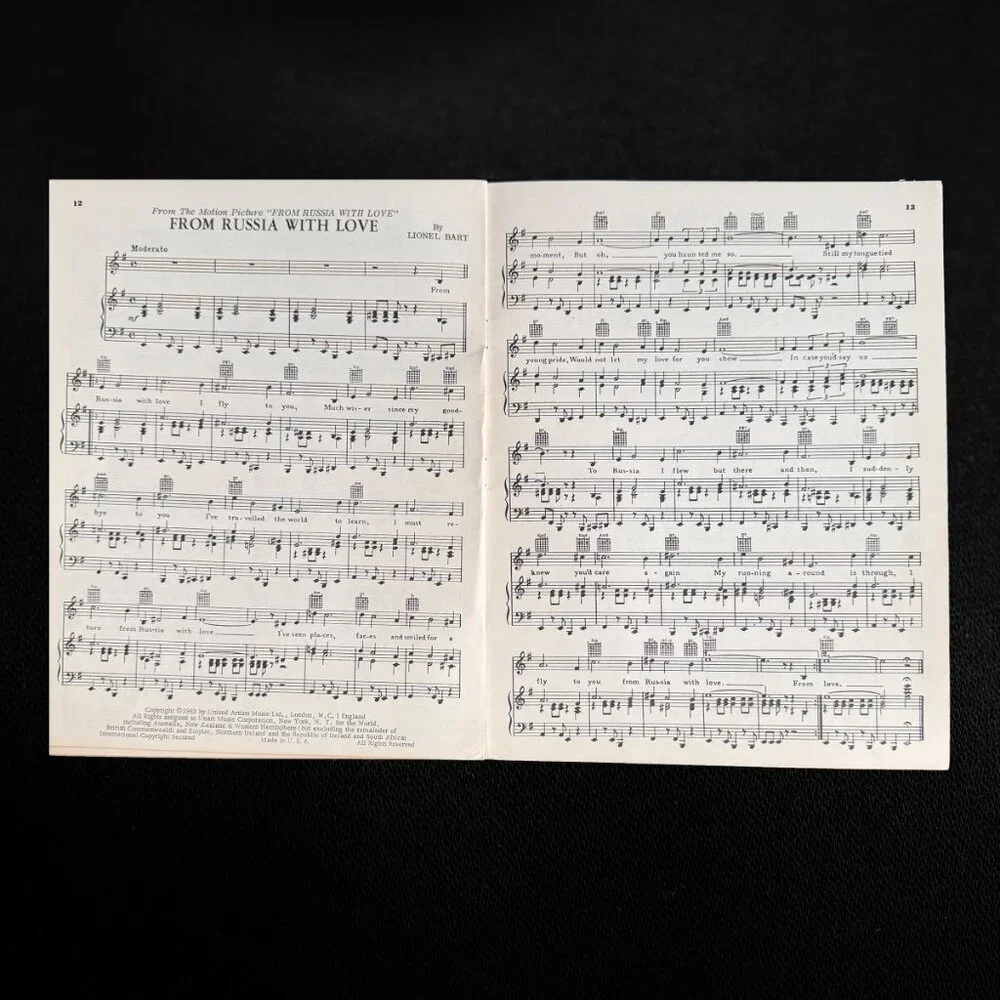 1964 James Bond 007 Song Book - Sheet Music Collectible Vintage